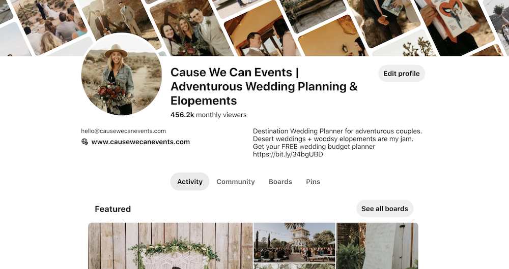 Pinterest Profile Screen Shot