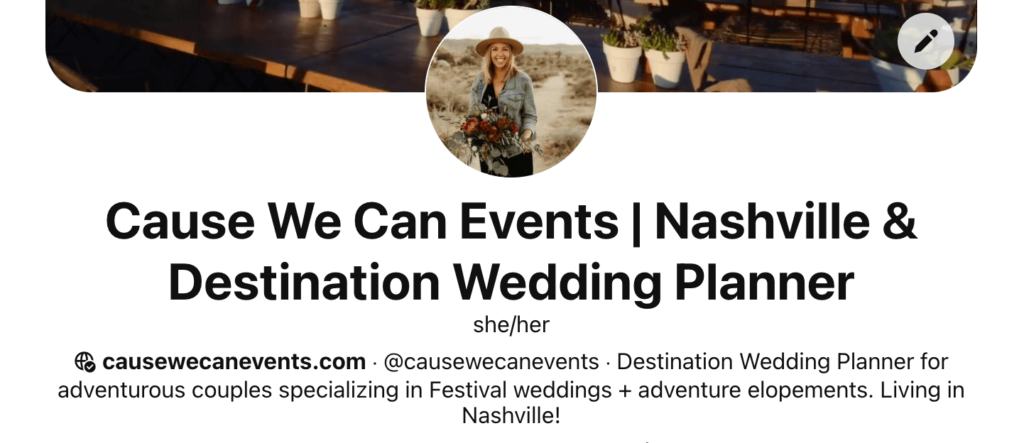Cause We Can Events Pinterest profile name and description